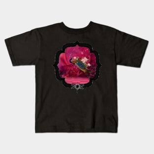 Beautiful peacock in the night Kids T-Shirt